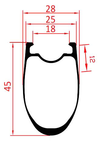 Perfil de llanta para cubierta de 45 mm de profundidad