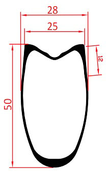 50mm tubular carbon rim profile