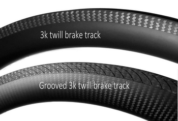 carbon rims with grooved 3k twill brake track